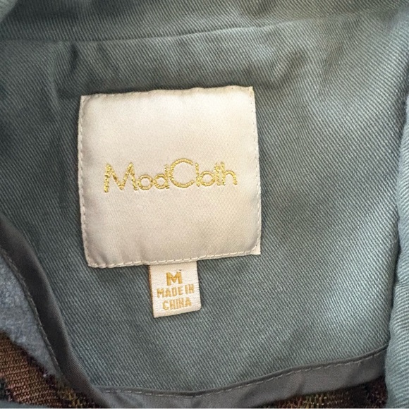 ModCloth Utility Green Aztec Embroidery Jacket M - Picture 10 of 11